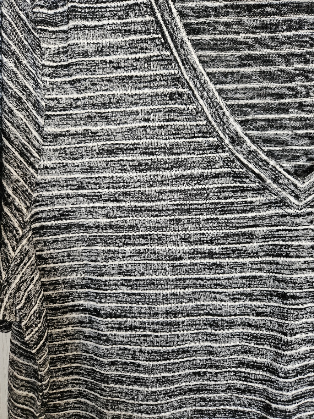 Athleta Black + White Striped V-Neck Tee - Picture 3 of 6